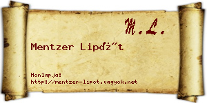 Mentzer Lipót névjegykártya